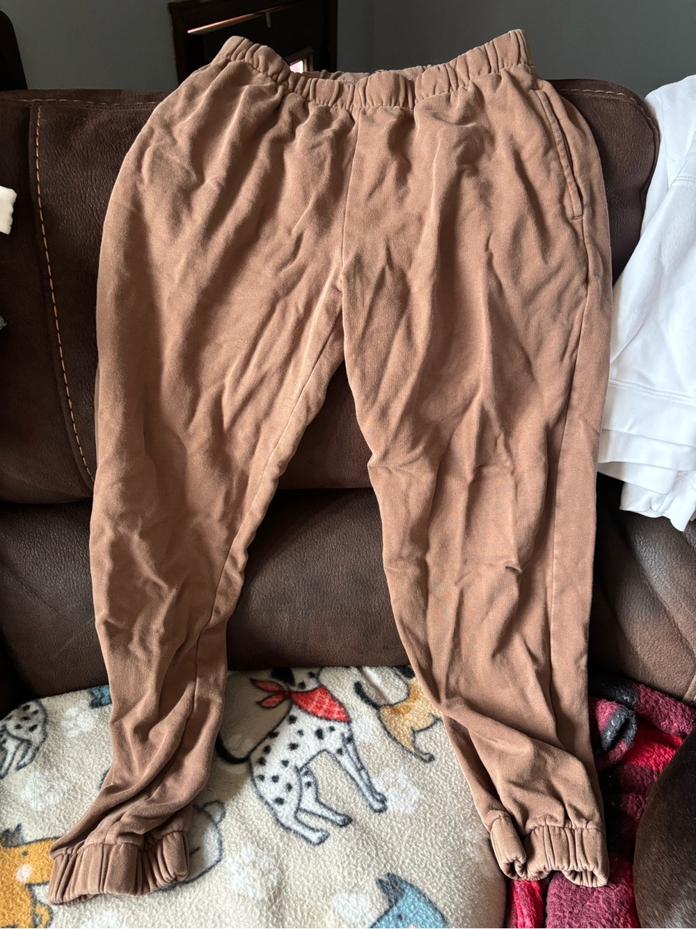 Brandy Melville Casual Elastic-Waist Brown Jogger Pants